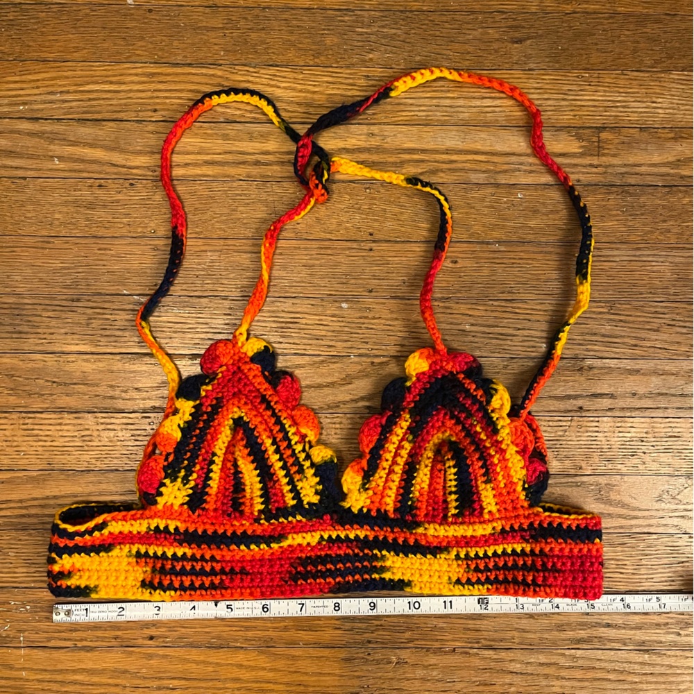 Colorful Crochet Halter Tie Top